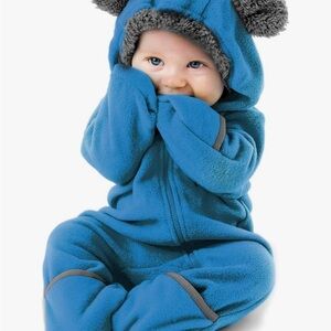Cuddle Club- Blue Fleece Baby Bunting Body suit